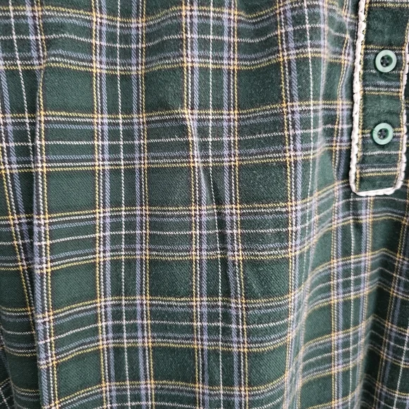 L.L. Bean Style Plaid Cotton Nightgown Green Flannel Cottagecore Sz L Cabin-core - Picture 7 of 12